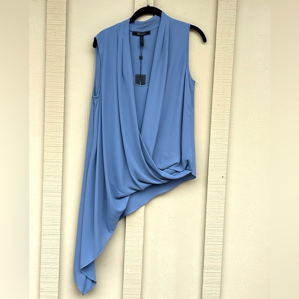 BCBG MAXAZRIA Cecil Asynmetric Top - color light blue haze